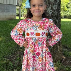 Floral Pumpkin Kids Dress